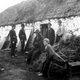An eviction of Irish farmers during the potato famine of 1847-1850.